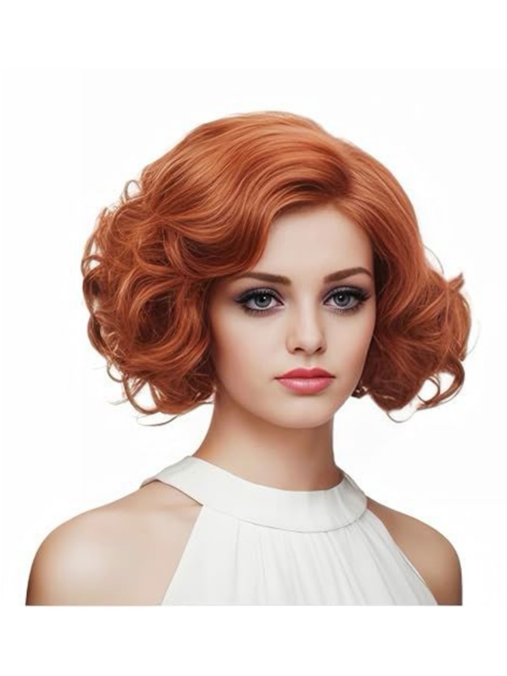 Stylish Short Curly Women's Wig in Copper Red - Unbranded